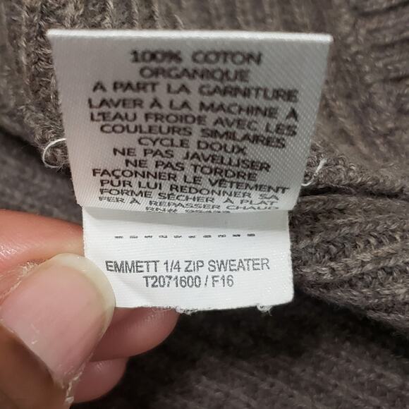 Toad&CO Mens Emmett 1/4 Zip Pullover Sweater Brown Organic Cotton Sz Small - Picture 8 of 12